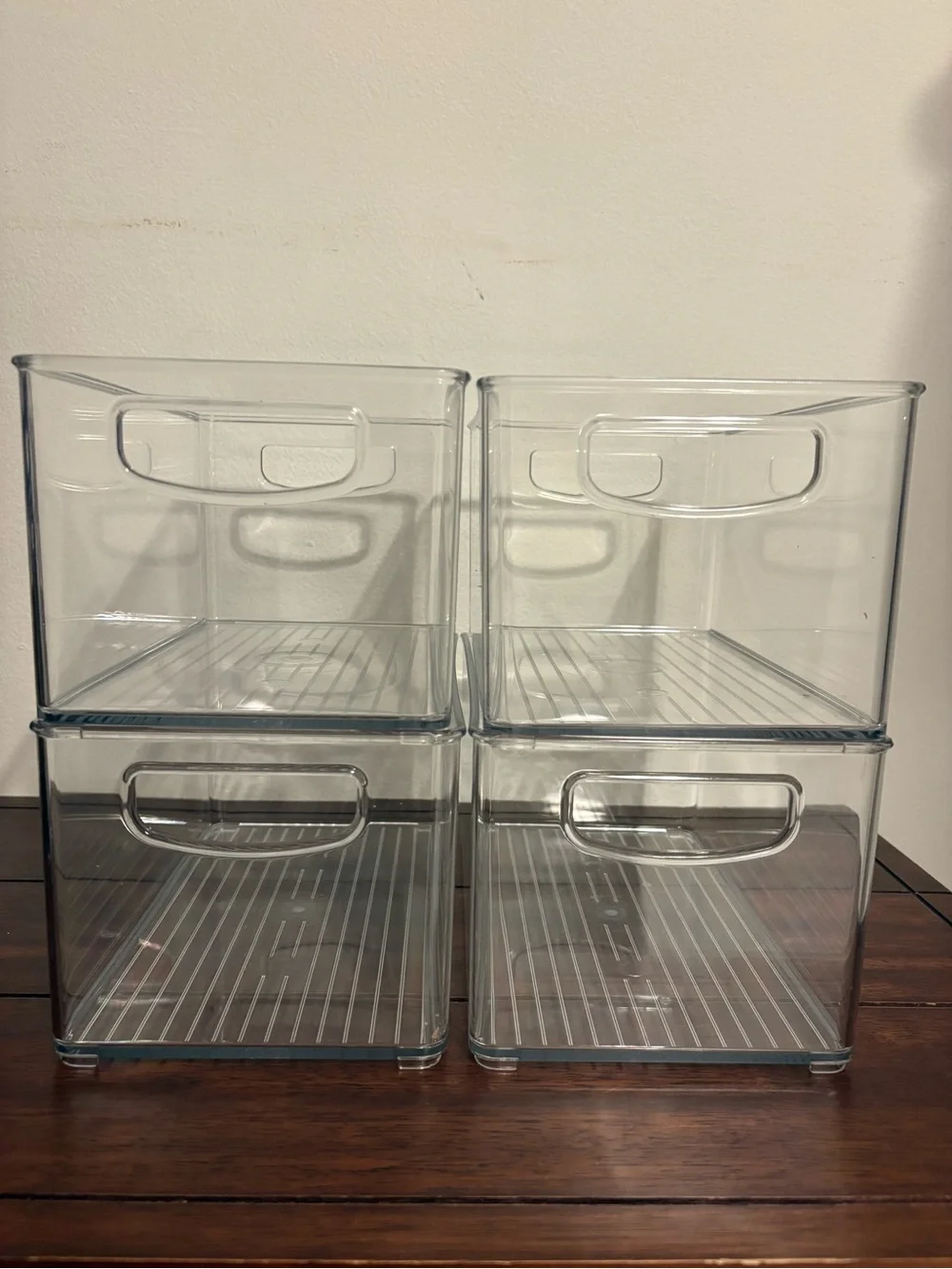 Clear Stackable Storage Bins with Handles - Set of 4